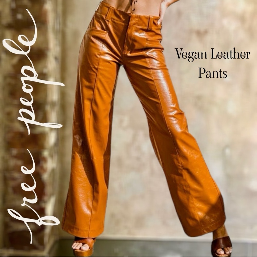 FREE PEOPLE NWT Star-Crossed Lovers Straight Leg Vegan Leather Pants/10